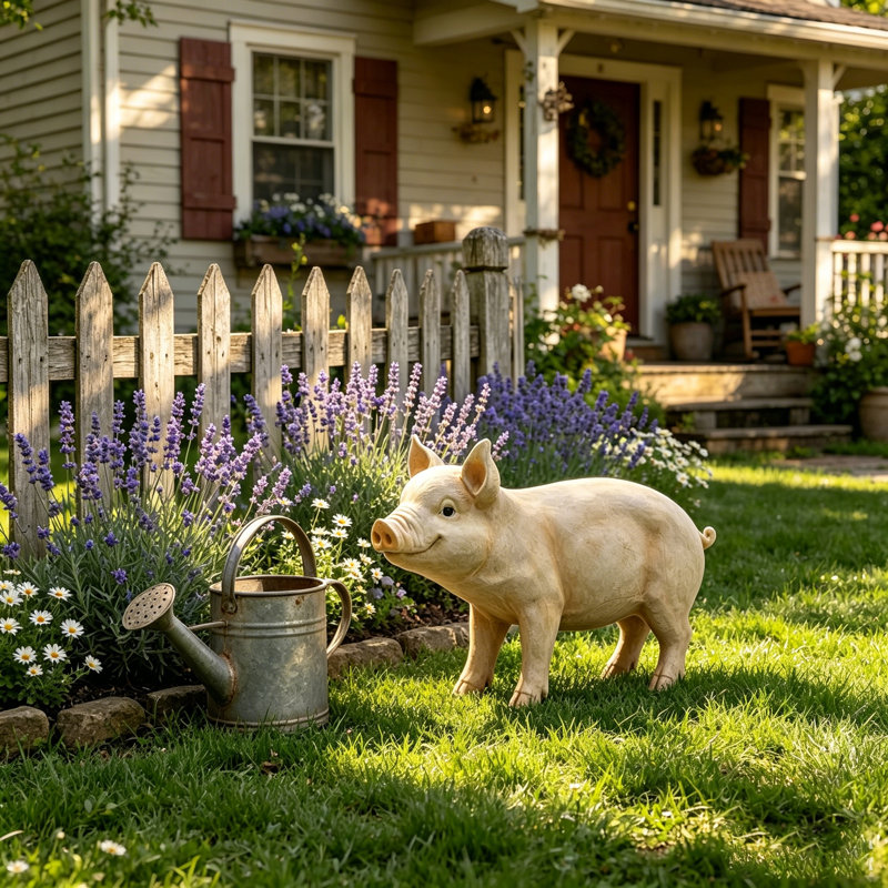 Jolie statue de jardin de cochon