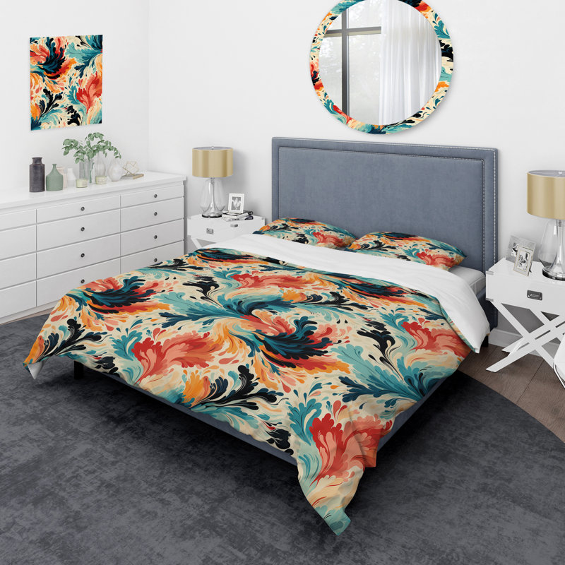 Ensemble de housse de couette Ikat Artistry Mosaic Radiance, Housse de couette pour très grand lit et 2 très