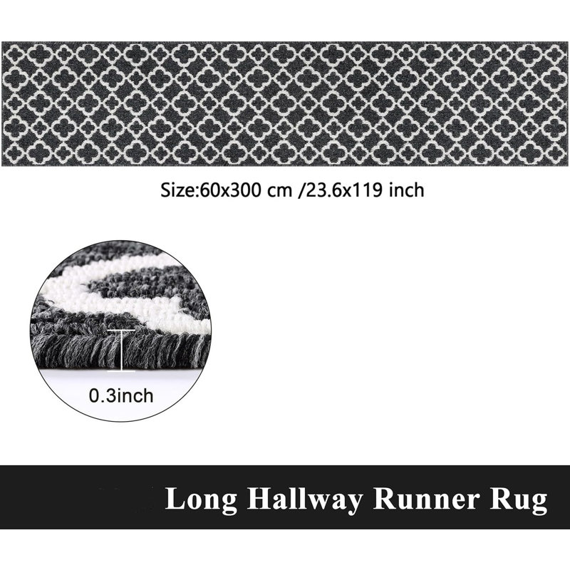 Tapis de cuisine large et long avec tapis de cuisine lavable, Tapis de couloir 2 pi x 10 pi, Noir