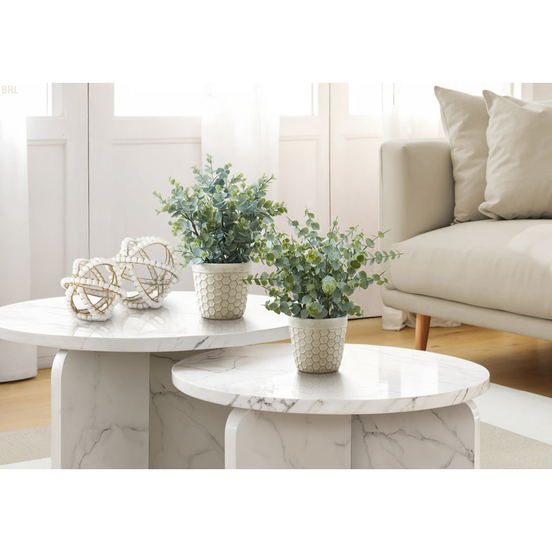 Mcclain 12.5'' Faux Eucalyptus Plant in Cement Pot, White