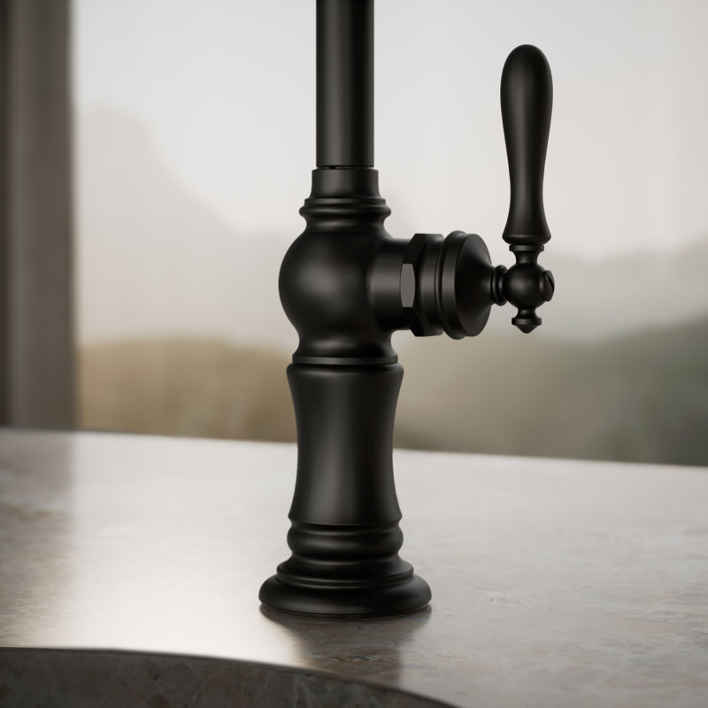Artifacts Single-Hole Bar Faucet with Supply Lines, Matte Black