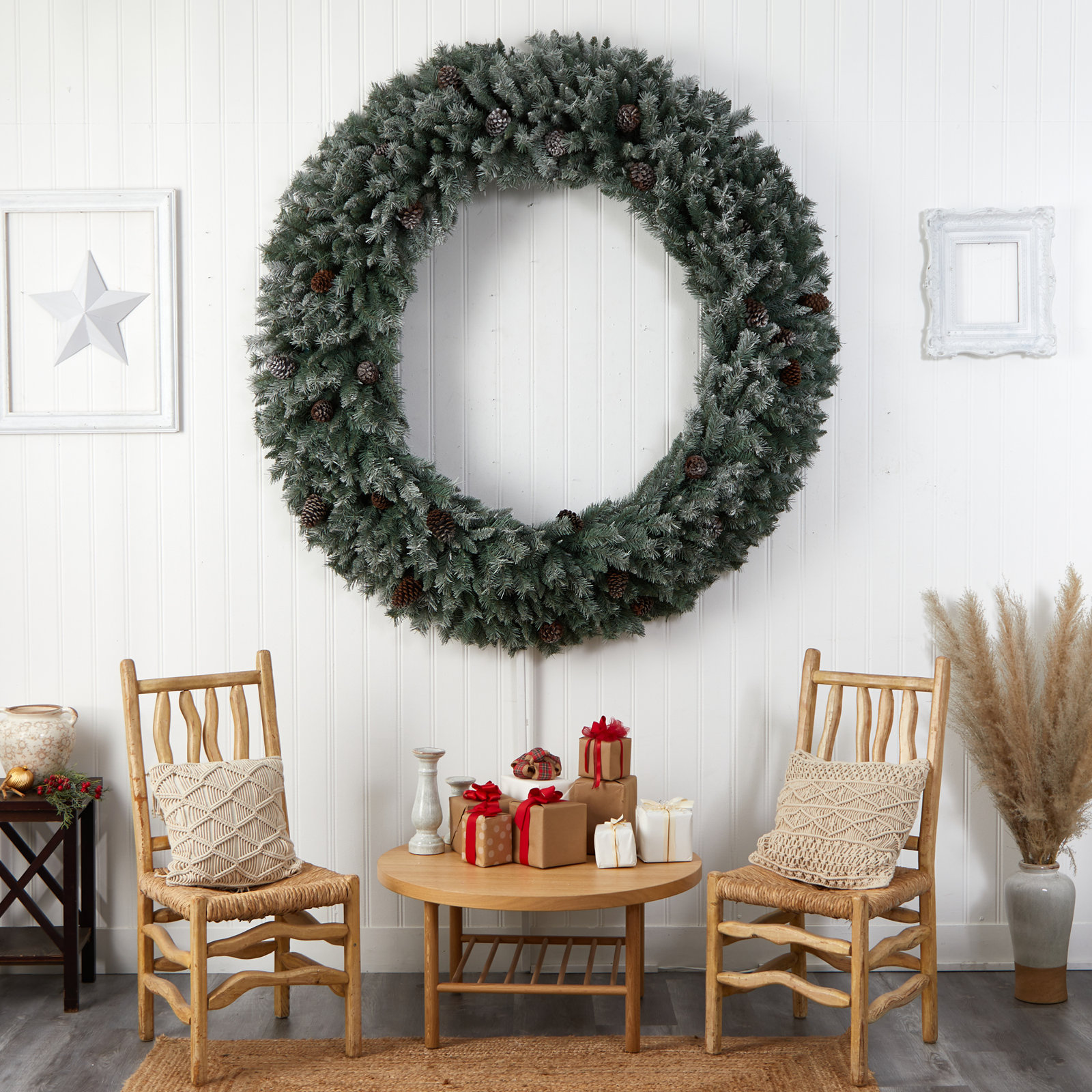 72'' Faux Pine Lighted Wreath