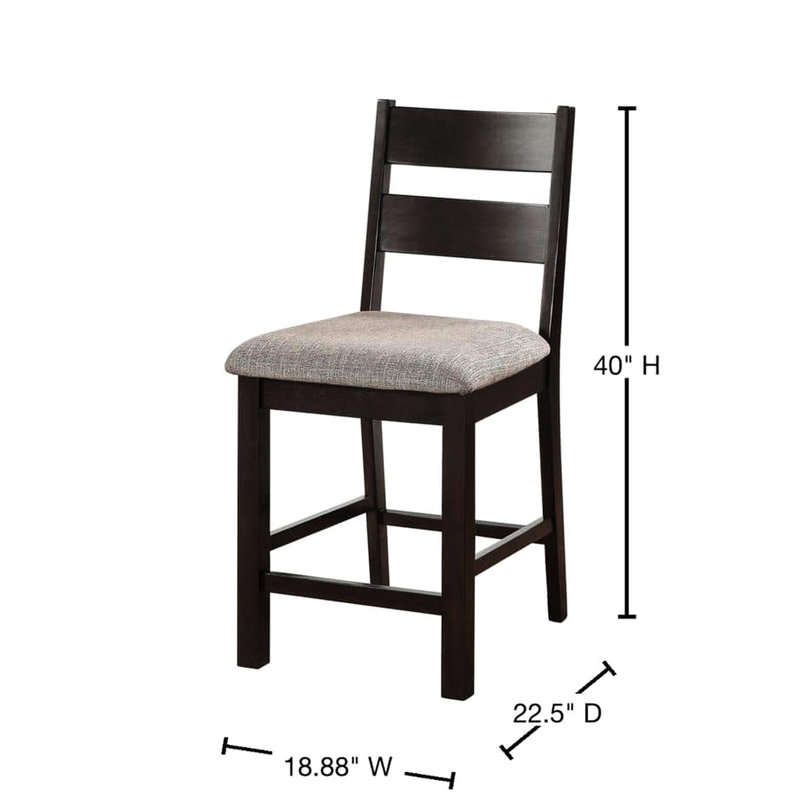 Chaises de salle à manger à dossier, 2 pièces, et gris, siège rembourré en tissu de deux places, dossier, gris