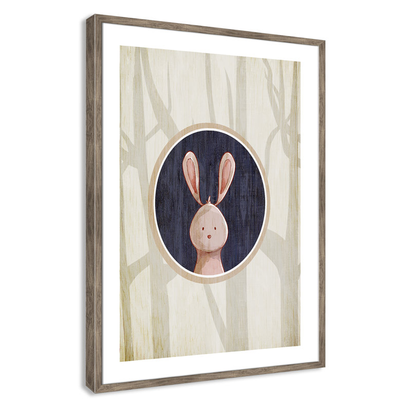 «Juvenile Forest Animals», impression sur papier, H 34,5 po x l 24,5 po x P 1,18 po, Encadré de boîte de grange gris