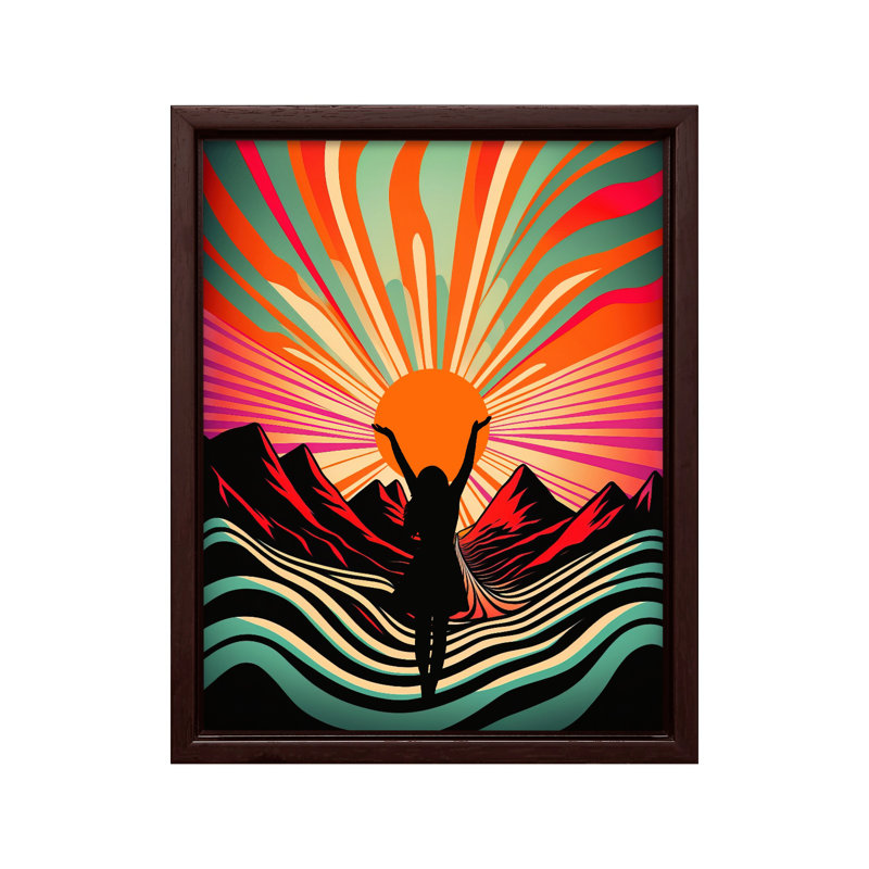 Déesse du soleil, Canvas, 16"H x 20"W, Brown Framed