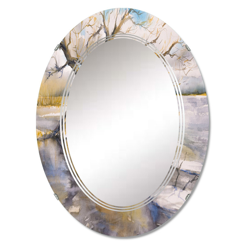 Arbre près de la rivière - miroir mural Lake House, 30 po x 20 po
