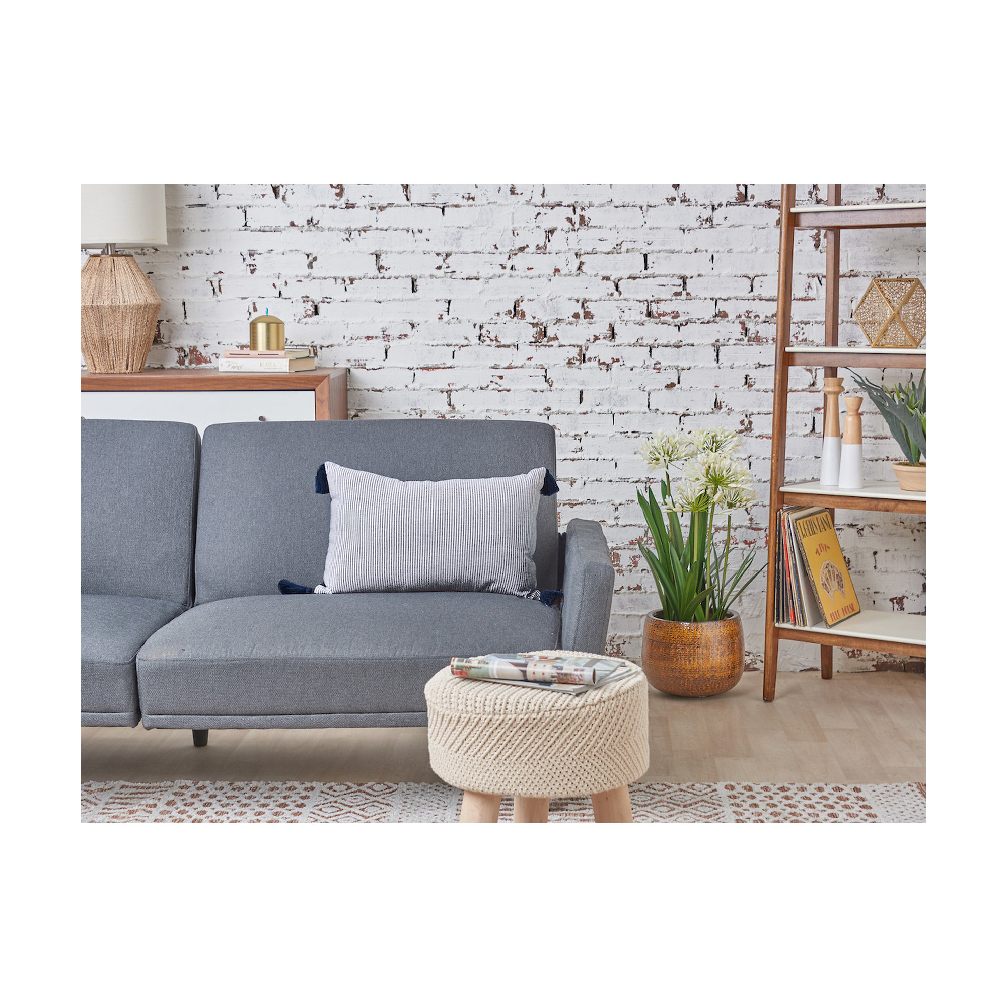 Fairlee Cotton Striped Lumbar Pillow, Navy