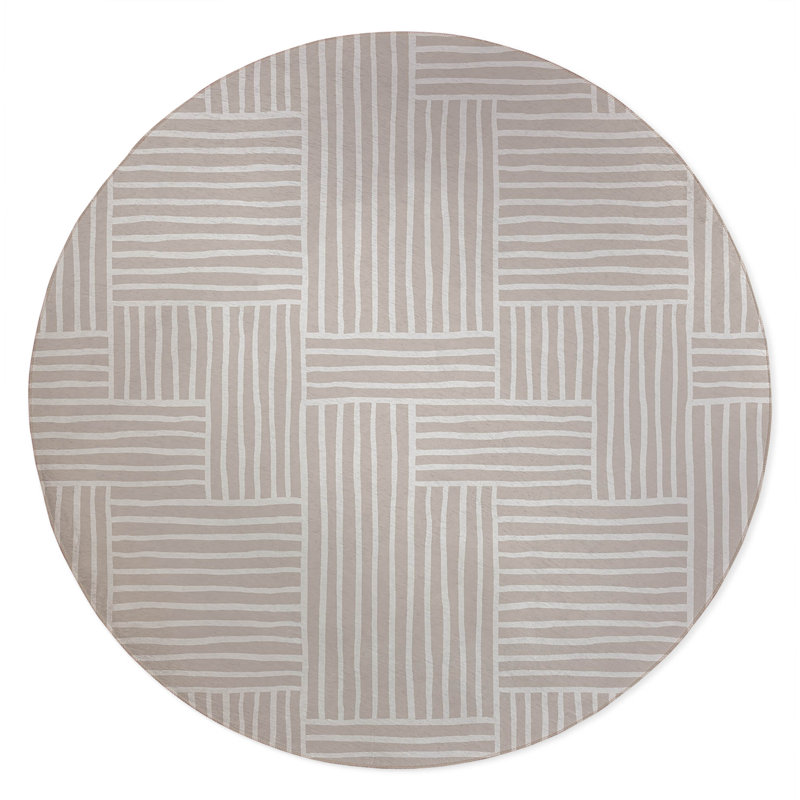 Grid Puz Non-Slip Outdoor Rug, Round 5'