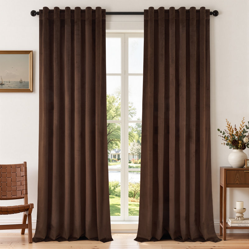 Paire de rideaux occultant avec passe-tringle Ike, Brown, L 52 po x L 84 po