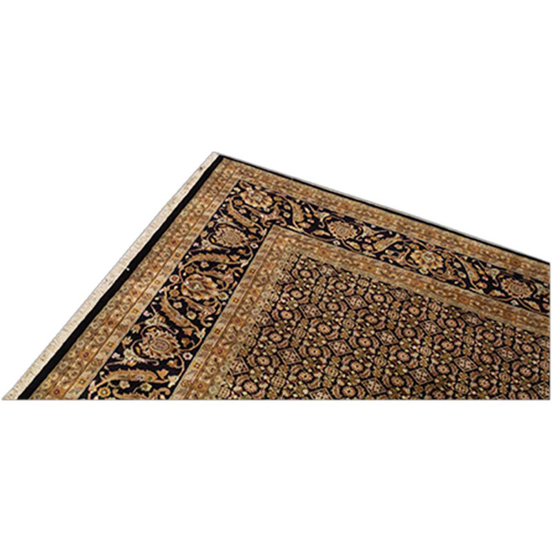 Wool Area Rug in Black, Rectangle 4' x 6'