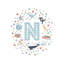 Lettre illustrée N bleue - impression-52820457-52820455-52820454