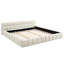 Très grand cadre de lit très grand avec tissu épais beige, tête de lit, lit plateforme, sans sommier, style moderne et relaxant
