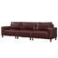 Canapé trois places de luxe de 112 po bordeaux, revêtement en cuir PU respirant, structure en bois massif et confort d'assise optimal pour salon, style milieu du XXe siècle, appartement