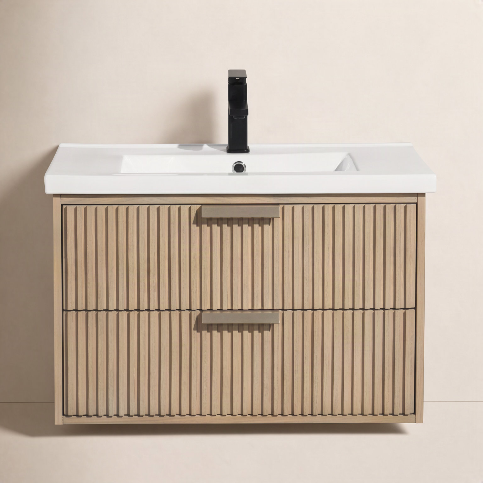 Anelie 30'' Single Bathroom Vanity, Oak, Gold