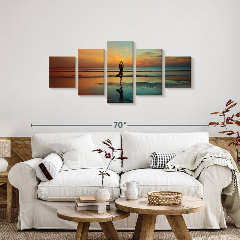 Pose de yoga coucher de soleil, H 24 po x l 55 po