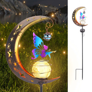 Gold Low Voltage Solar Garden Light Moon Fairy Stake Lights Garden Decor (Warm Light)
