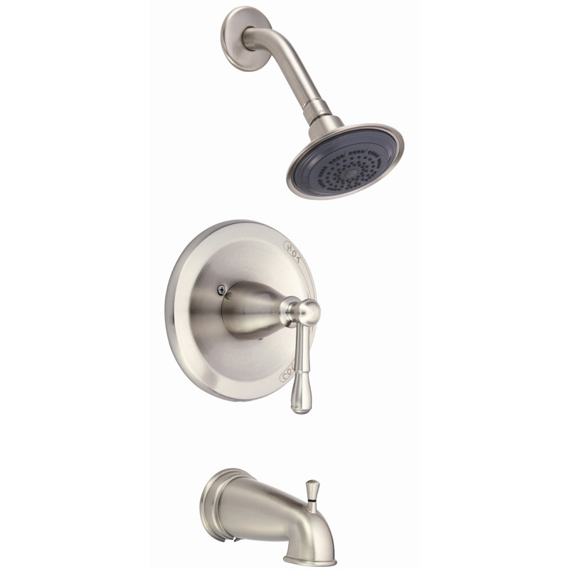 Robinet de baignoire et douche thermostatique balance Eastham, Nickel brossé
