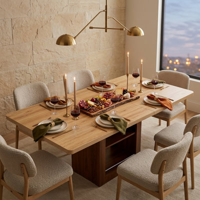 59"-71" Extendable Rectangular Dining Table With Storage Pedestal Base, Seats 4-8