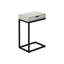 Modern Table With Grey Laminate - Black Metal Support And Storage Feature For Bedroom Side Top