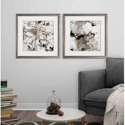 'Marble Onyx' 2 Piece Framed Print Set