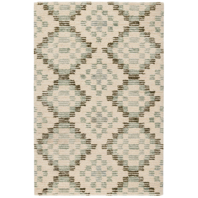 Diamond Cove Green Hand Tufted Wool Rug, Rectangle 9'6" x 13'6"