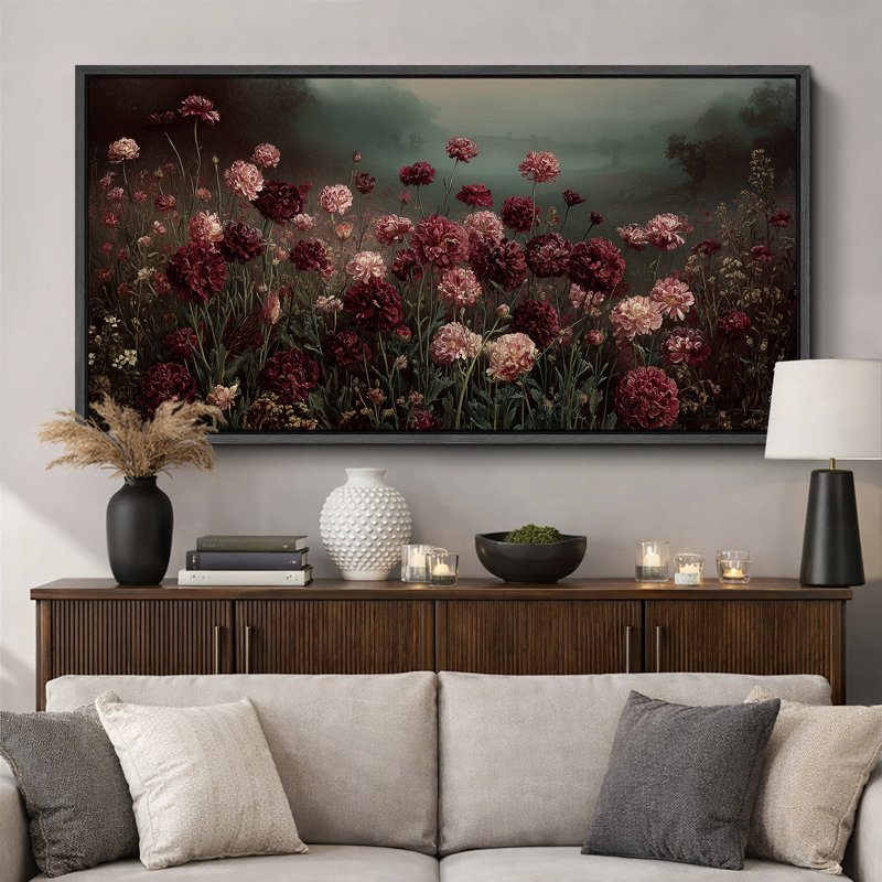 Impression sur toile encadrée très sombre Moody, Cadre flottant noir, H 30 po x l 60 po x P 1,5 po