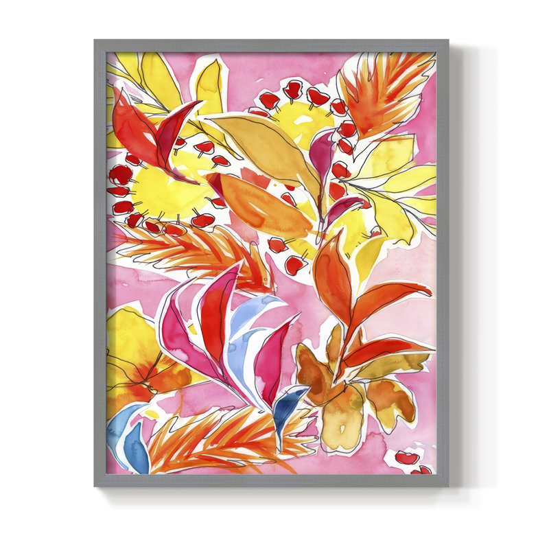 Manic Botanical I, reproduction encadrée - bois massif, H 15 po x l 12 po, Gris