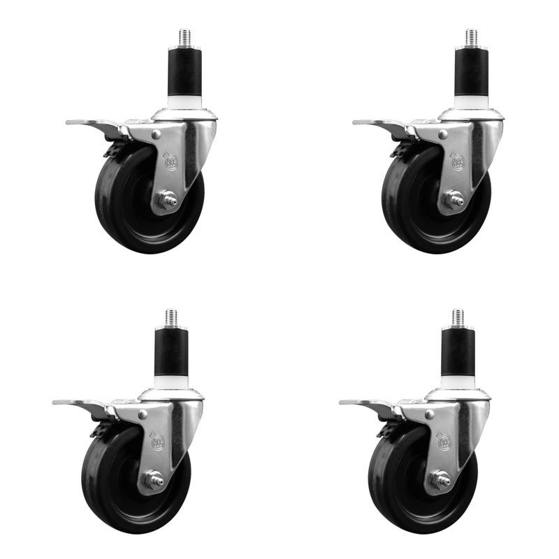 Ensemble de roulettes extensibles pivotantes de 4 po en acier inoxydable de 4 po