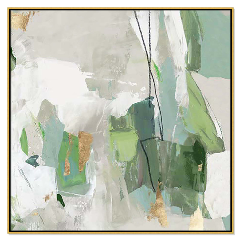 Enchanted Emerald II Print by Tom Reeves, 46.5" H x 46.5" W x 2" D, Gold Floater Framed