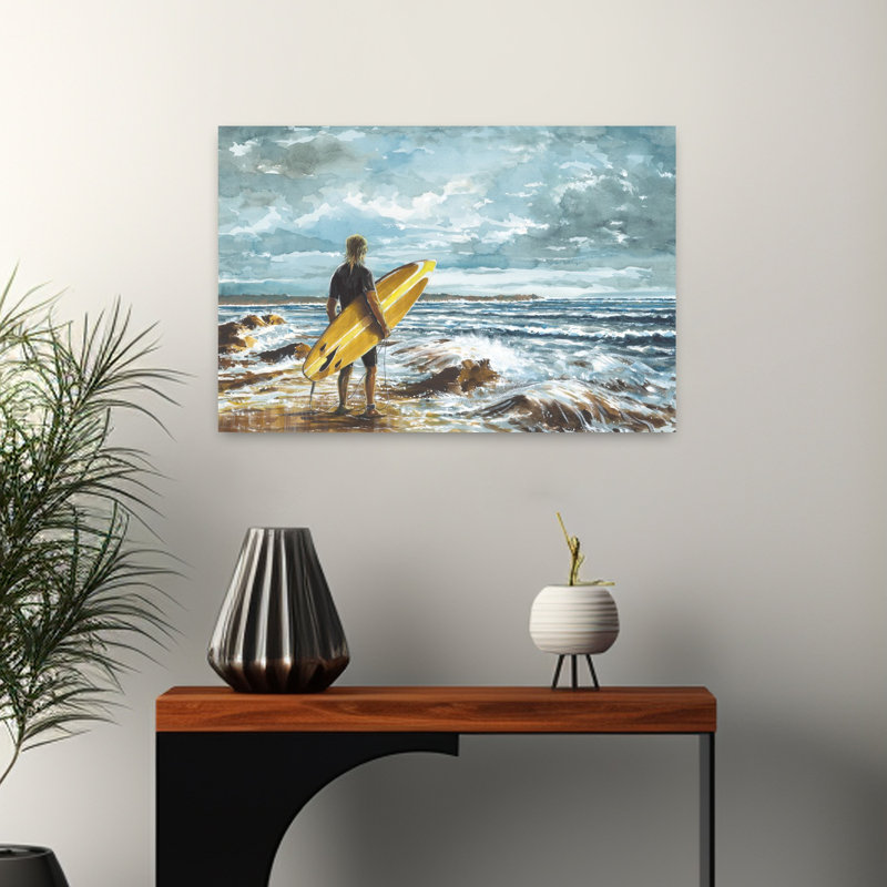 «One Last Ride», art abstrait paysage côtier, H 16 po x l 24 po