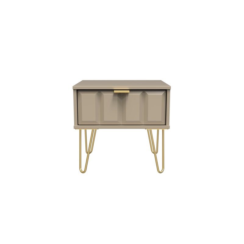 Allem 1 Drawer Bedside Cabinet (Ready Assembled), Mushroom Matt