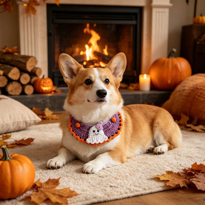 Polyester P et Scarf Halloween Warm Knitted Pet Collar Kitty Bandana Bib Dog Neck Scarf Soft Yarn Knit Neckwear For Kitties Small Medium Dogs Party Outfit Supplies