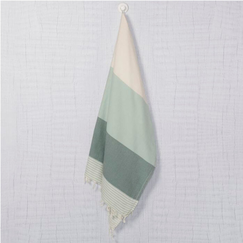 Malkhas Turkish Cotton Beach Towel, Almond Green/Mint