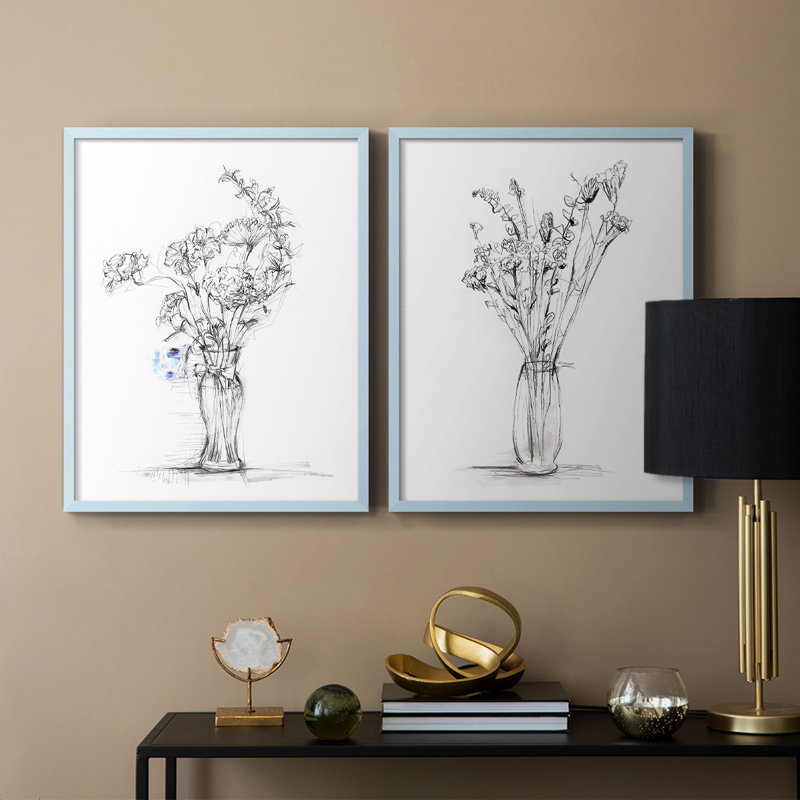 «Wild Bouquet Study I», reproduction encadrée de qualité supérieure - prête à être accrochée - aucun clou requis - aucun clou requis