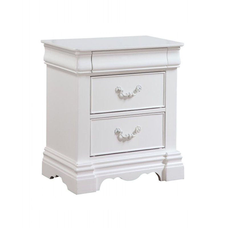 Table de chevet 3 en bois de pin blanc pour la chambre à coucher - construction doublée de feutre et fiable avec doublure essentielle à 3 tiroirs