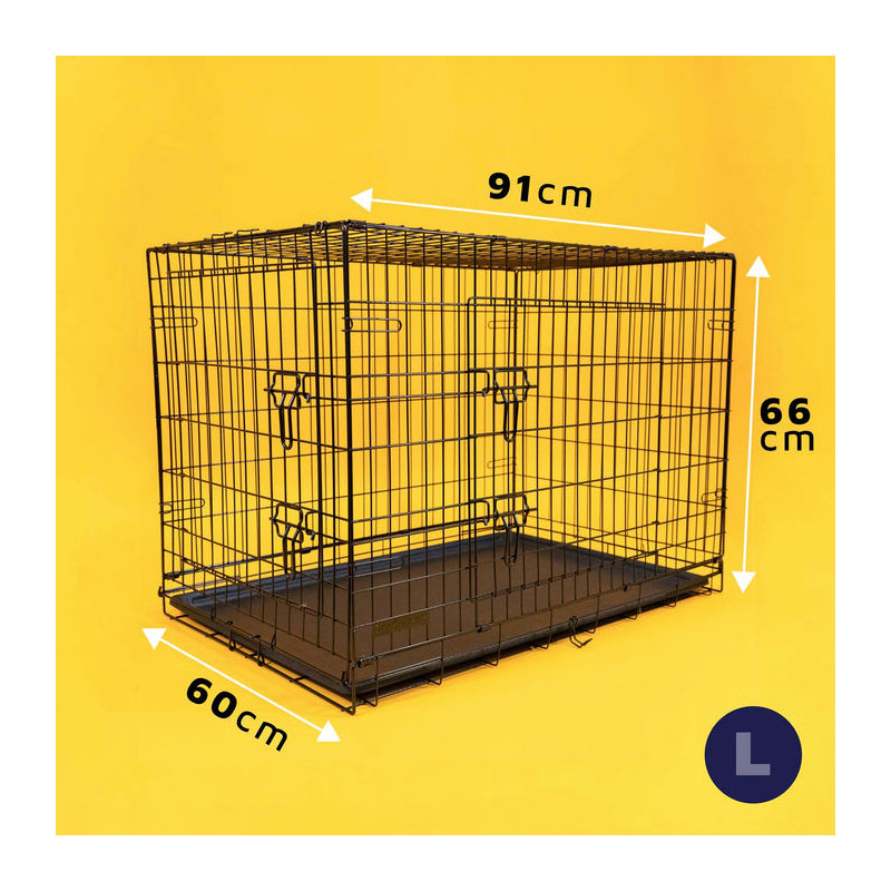 Dog Crate With Removable Tray, Large ( 66cm H x 91cm W x 66cm D )