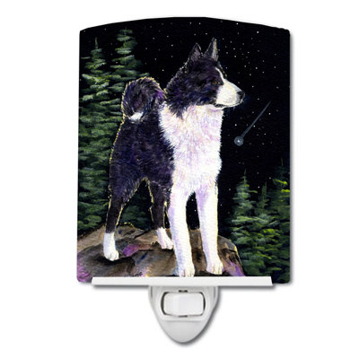 Starry Karelian Bear Dog Ceramic Night Light