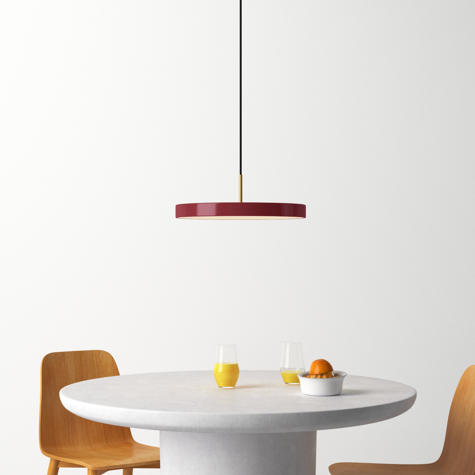 Ivan Single Light Metal Dimmable LED Pendant, Garnet