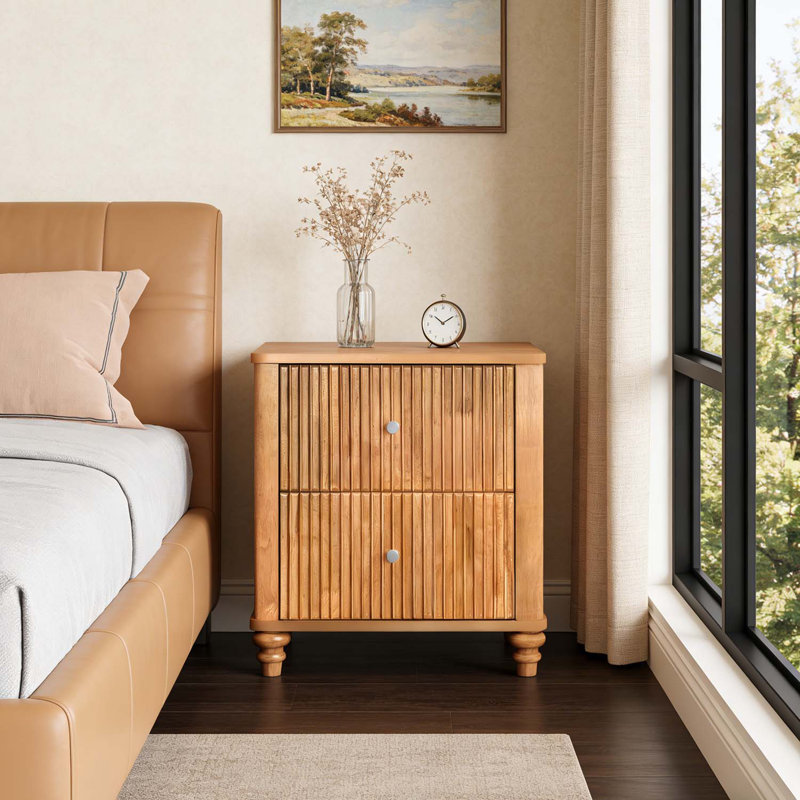 Wooden Nightstand with 3 Drawers,for Elegant Bedroom and Living Room Storage, Natural