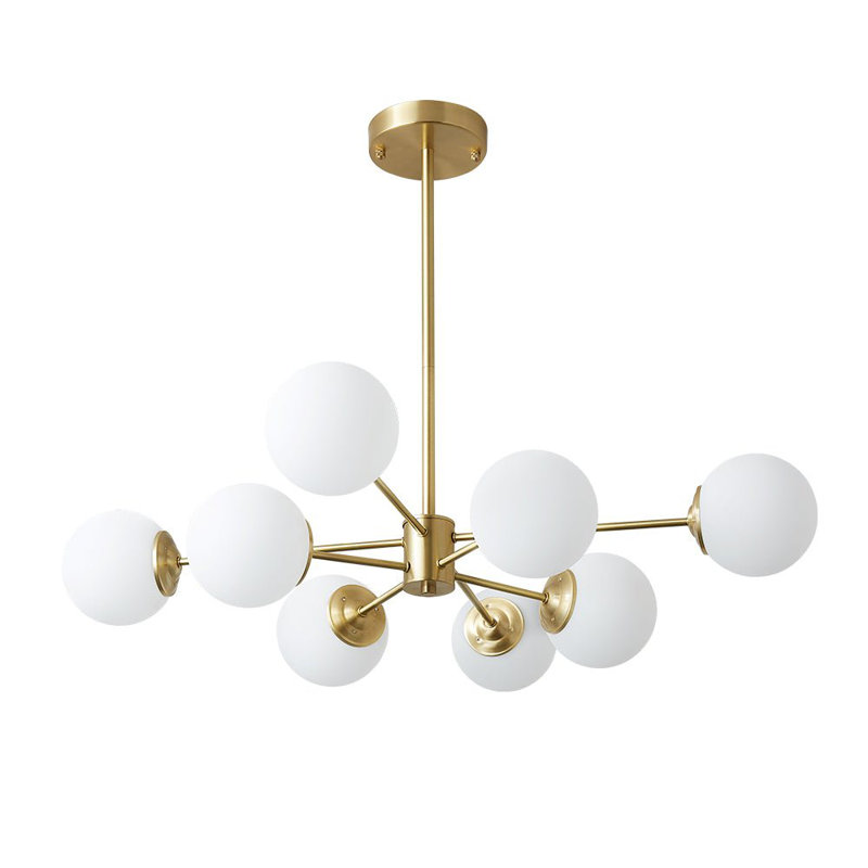 8 - Light Brass Tired Glass Chandelier Dimmable