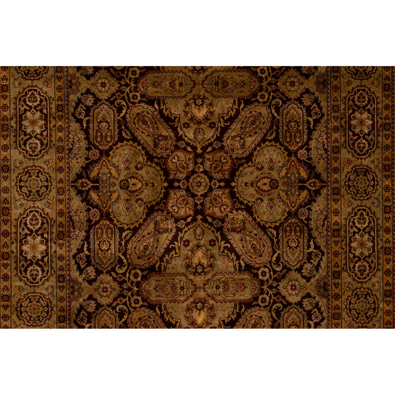 Hand Knotted Wool Oriental Area Rug in Brown