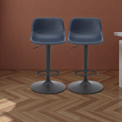 Ensemble de 2 tabourets de bar réglables, tabourets de bar pivotants de style Mid-Century, tabourets de bar industriels avec dossier et chaises de bar à hauteur de comptoir