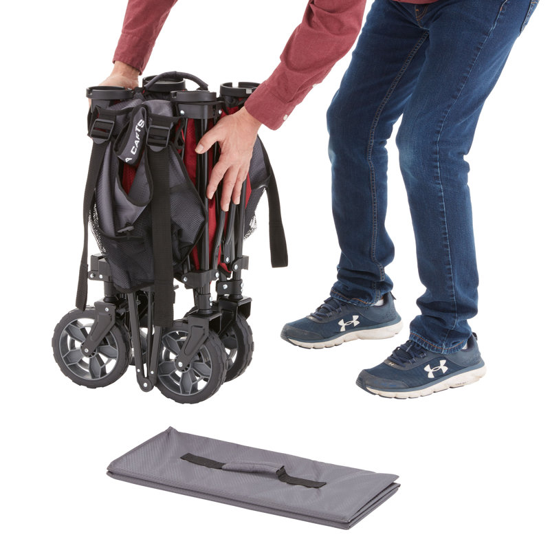 Gorilla Carts Collapsible Outdoor Utility Wagon, Oversize Bed, Red, 0.2' H x 2.1' W x 3.23' D