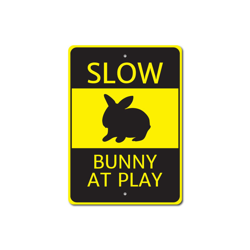 Panneau en aluminium Bunny At Play, H 14 po x l 10 po x P 0,04 po