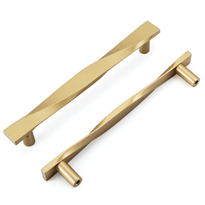 15 Pack Gold Cabinet Handles Brushed Gold Cabinet Pulls Solid Zinc Alloy Drawer Handles Kitchen Drawer Pulls 5Inch Hole Center Brass Hardware