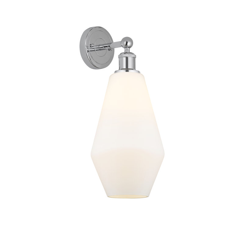 Amylea Armed Sconce, Cased Matte White, Polished Chrome