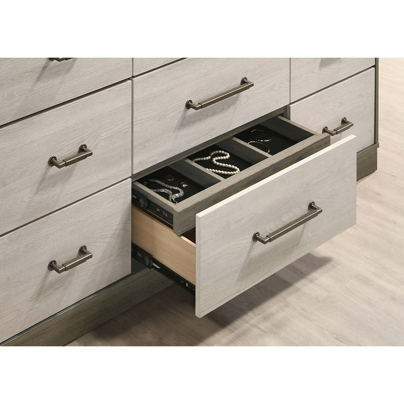 Commode contemporaine à neuf tiroirs avec plateau à bijoux caché