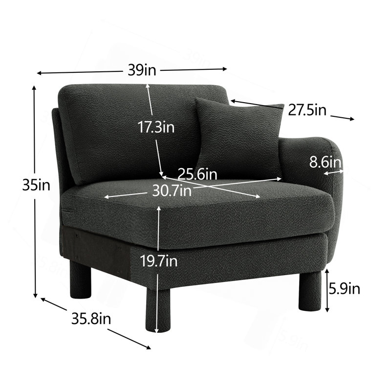 Canapé RSF avec coussin polyester gris foncé