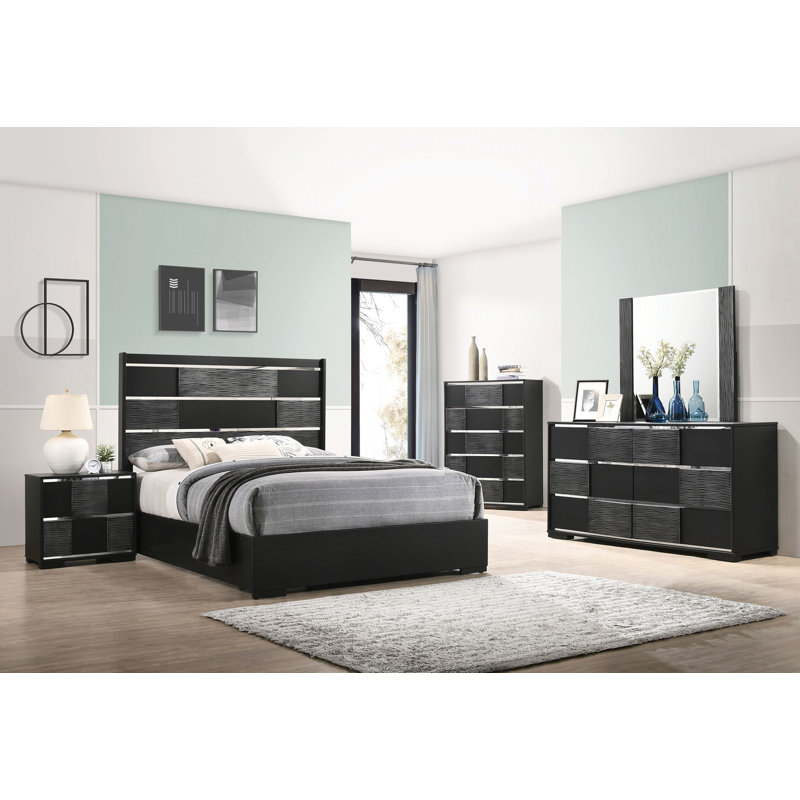 Ensemble de chambre à coucher 4 pièces Folse, Très grand