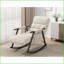 Chaise berçante, fauteuil rembourré pliant décontracté avec dossier / repose-pieds réglable, poches latérales | Tissu en peluche | Blanc